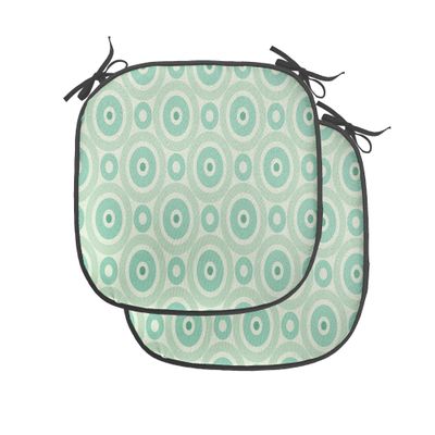 Ambesonne Mint Chair Seating Cushion Set of 2, Big and Little Circles in Symmetrical Composition with Vintage Pastel Colors, Anti-Slip Seat Padding for Kitchen & Patio, 16"x16", Mint and Pale Green