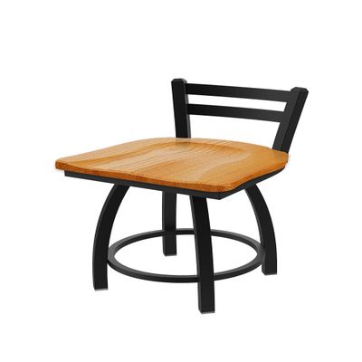 HBS 411 Jackie Low Back 18" Swivel Vanity Stool with Black Wrinkle Finish and Medium Oak Seat