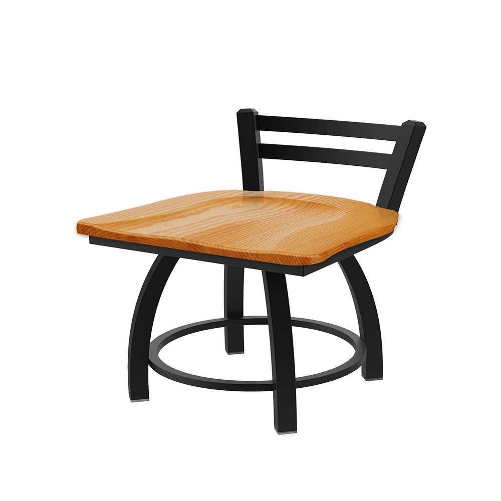 HBS 411 Jackie Low Back 18" Swivel Vanity Stool with Black Wrinkle Finish and Medium Oak Seat