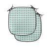 Ambesonne Mint Chair Seating Cushion Set of 2, Abstract Zigzag Chevron Tribal Pattern with Minimalist Effects Modern Boho Design, Anti-Slip Seat Padding for Kitchen & Patio, 16"x16", Teal White view 1