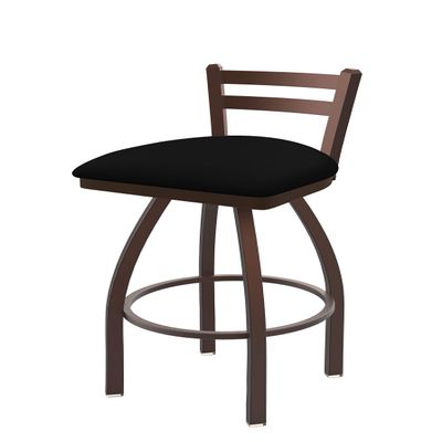 411 Jackie Low Back 25" Swivel Counter Stool with Bronze Finish and Black Vinyl Seat