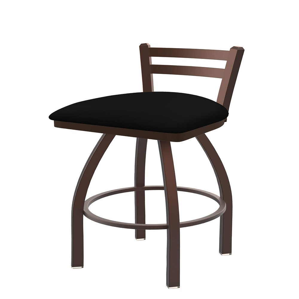 411 Jackie Low Back 25" Swivel Counter Stool with Bronze Finish and Black Vinyl Seat