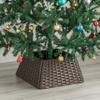 Gardenised Foldable Christmas Tree Skirt Collar Basket, Ring Base Stand Cover, Rattan Plastic, Brown view 1