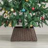 Gardenised Foldable Christmas Tree Skirt Collar Basket, Ring Base Stand Cover, Rattan Plastic, Brown view 3