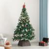 Gardenised Foldable Christmas Tree Skirt Collar Basket, Ring Base Stand Cover, Rattan Plastic, Brown view 4