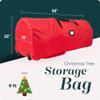 Handy Laundry Christmas Tree Storage Bag with Wheels Fits 9 Ft Artificial Tree, Heavy Duty, Waterproof, Large Zippered Holiday Storage Container, Durable Handles, Red view 2