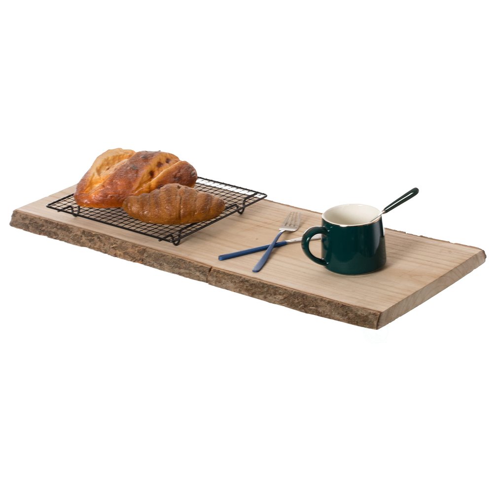 28" Rustic Natural Tree Log Wooden Rectangular Shape Serving Tray Cutting Board