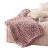 XFYJR Fashion Hand Knitting Chunky Merino Wool Blanket Thick Big Yarn Roving Knitted Yarns Blanket Warm Throw Sofa Cover Blankets (Color : Violet, Size : 100x120cm) view 1
