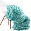 XFYJR Fashion Hand Knitting Chunky Merino Wool Blanket Thick Big Yarn Roving Knitted Yarns Blanket Warm Throw Sofa Cover Blankets (Color : Light Green, Size : 100x120cm) view 1