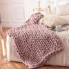 XFYJR Fashion Hand Knitting Chunky Merino Wool Blanket Thick Big Yarn Roving Knitted Yarns Blanket Warm Throw Sofa Cover Blankets (Color : Light Green, Size : 100x120cm) view 2