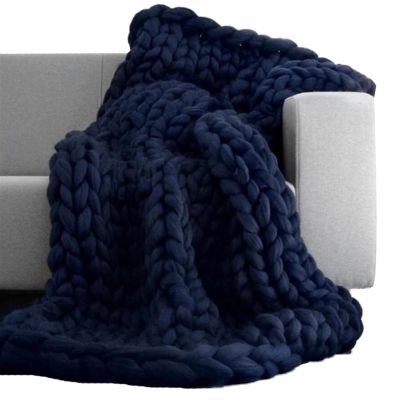 XFYJR Fashion Hand Knitting Chunky Merino Wool Blanket Thick Big Yarn Roving Knitted Yarns Blanket Warm Throw Sofa Cover Blankets (Color : C, Size : 100x120cm)