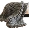 XFYJR Fashion Hand Knitting Chunky Merino Wool Blanket Thick Big Yarn Roving Knitted Yarns Blanket Warm Throw Sofa Cover Blankets (Color : C, Size : 100x120cm) view 4