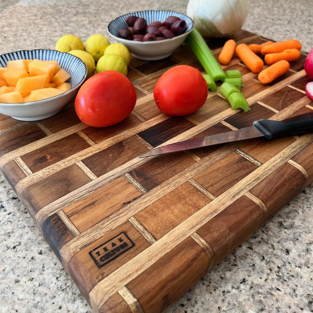Artisanal Teak Charcuterie, Cutting, Cheese & Bread Board, Handmade,16x12x1, for Slicing, Dicing & Food Serving
