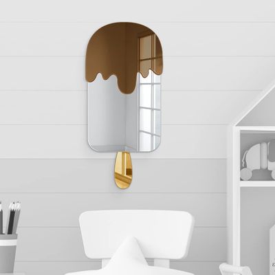 4ArtWorks Ice Cream Wall Art 7" x 16"- Ready to Hang Wall Mirror Decoration for Bedrooms, Nursery Room, Dorms, Baby Playroom Accent Mirror