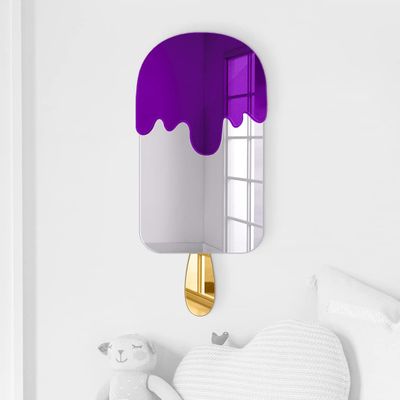 4ArtWorks Ice Cream Wall Art 12" x 24" - Ready to Hang Wall Mirror Decoration for Bedrooms, Nursery Room, Dorms, Baby Playroom Accent Mirror