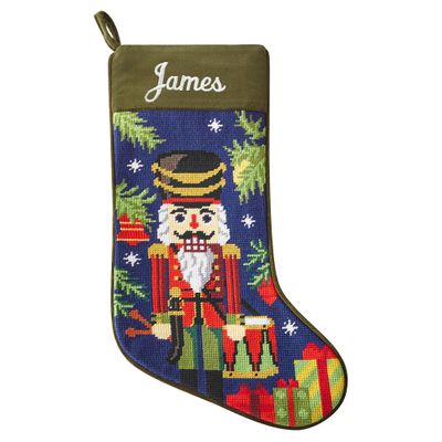 Let's Make Memories Personalized Needlepoint Christmas Stocking - Embroidered Family Stockings - Old-Fashioned Christmas Dcor - Mantel Dcor - 8"x17" - Customized Embroidered Name - Nutcracker