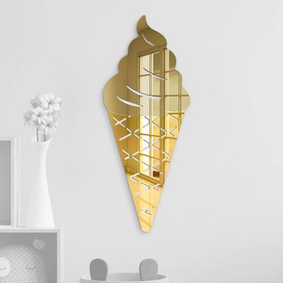 4ArtWorks - Acrylic Ice Cream Cone Chocolate Wall Art - Ready to Hang Wall Mirror Decoration for Bedrooms, Nursery Room, Dorms, Baby Playroom Accent Mirror - Hand Assembled & Made in The USA