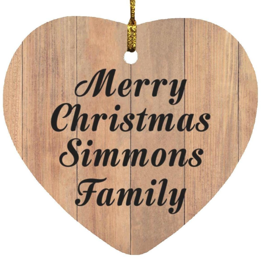 Designsify Christmas Tree Decoration, Merry Christmas Simmons Family, Heart Ornament C, Gifts for Birthday Anniversary Valentines Mom Mothers Fathers Day Party, to Men Women Him Her Friend Mom
