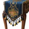 Table Runner RENRUIRUI- Multi- Size Luxury Flowers Embroidered Jacquard, with Handmade Multi-Tassels, for Dining Room Dresser Wedding Party Decorations,Blue (Size : 35280cm) view 1