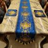 Table Runner RENRUIRUI- Multi- Size Luxury Flowers Embroidered Jacquard, with Handmade Multi-Tassels, for Dining Room Dresser Wedding Party Decorations,Blue (Size : 35280cm) view 3