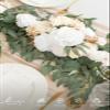 Ling's moment Flower Garland - 6FT Eucalyptus & Rose - Sweetheart Table Decor for Wedding Reception, Artificial Silk Floral Garland for Mantle, Spring, Garden Christmas Decoration, White Beige view 4