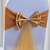 50Pcs Stretch Satin Chair Sashes Bows Chair Bands Decor for Hotel Wedding Reception Party Event Chair Cover Decoration Yellow view 2