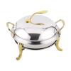 YRHH Round Stainless Steel Chafing Dish with Pots and Fuel Holders Dinner Serving Buffet Heater Set, Buffet Pot for Wedding Party Catering -Gold view 1