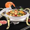 YRHH Round Stainless Steel Chafing Dish with Pots and Fuel Holders Dinner Serving Buffet Heater Set, Buffet Pot for Wedding Party Catering -Gold view 3