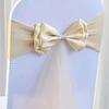 50Pcs Stretch Satin Chair Sashes Bows Chair Bands Decor for Hotel Wedding Reception Party Event Chair Cover Decoration Light Champagne view 2