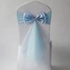 20Pcs Stretch Satin Chair Sashes Bows Chair Bands Decor for Hotel Wedding Reception Party Event Chair Cover Decoration Light Blue view 1
