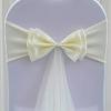 100Pcs Stretch Satin Chair Sashes Bows Chair Bands Decor for Hotel Wedding Reception Party Event Chair Cover Decoration Milky White view 2