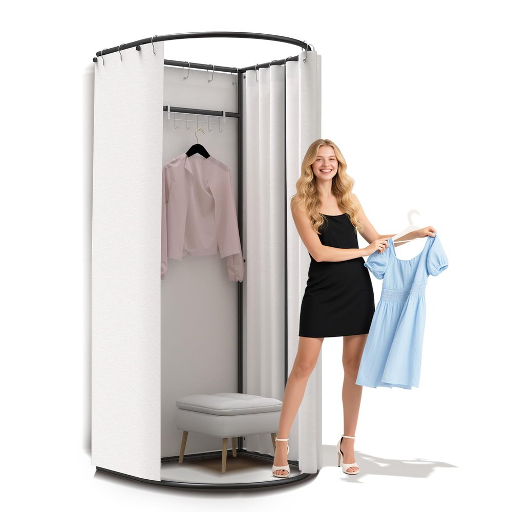 Clothing Store Fitting Room, Strong Load- Bearing Locker Room Removable Portable Stable Privacy Dressing Room for Indoor Outdoor House Office Shopping Mall ( Color : White , Size : 100x95x200cm )