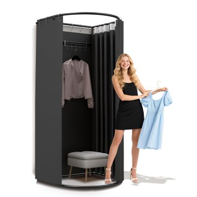 AMSXNOO Clothing Store Fitting Room, Strong Load- Bearing Locker Room Removable Portable Stable Privacy Dressing Room for Indoor Outdoor House Office Shopping Mall (Color : Black, Size : 85x80x200CM)