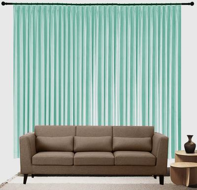 Archu Sheets Pinch Pleated with Hanging Hook Curtains Living Room Bedroom Meetingroom Club Theater Patio Sliding Door Extra Long Drapes (Seafome Green Solid, 72 Inch Wide by 96 Inch Long- 1 Panel)