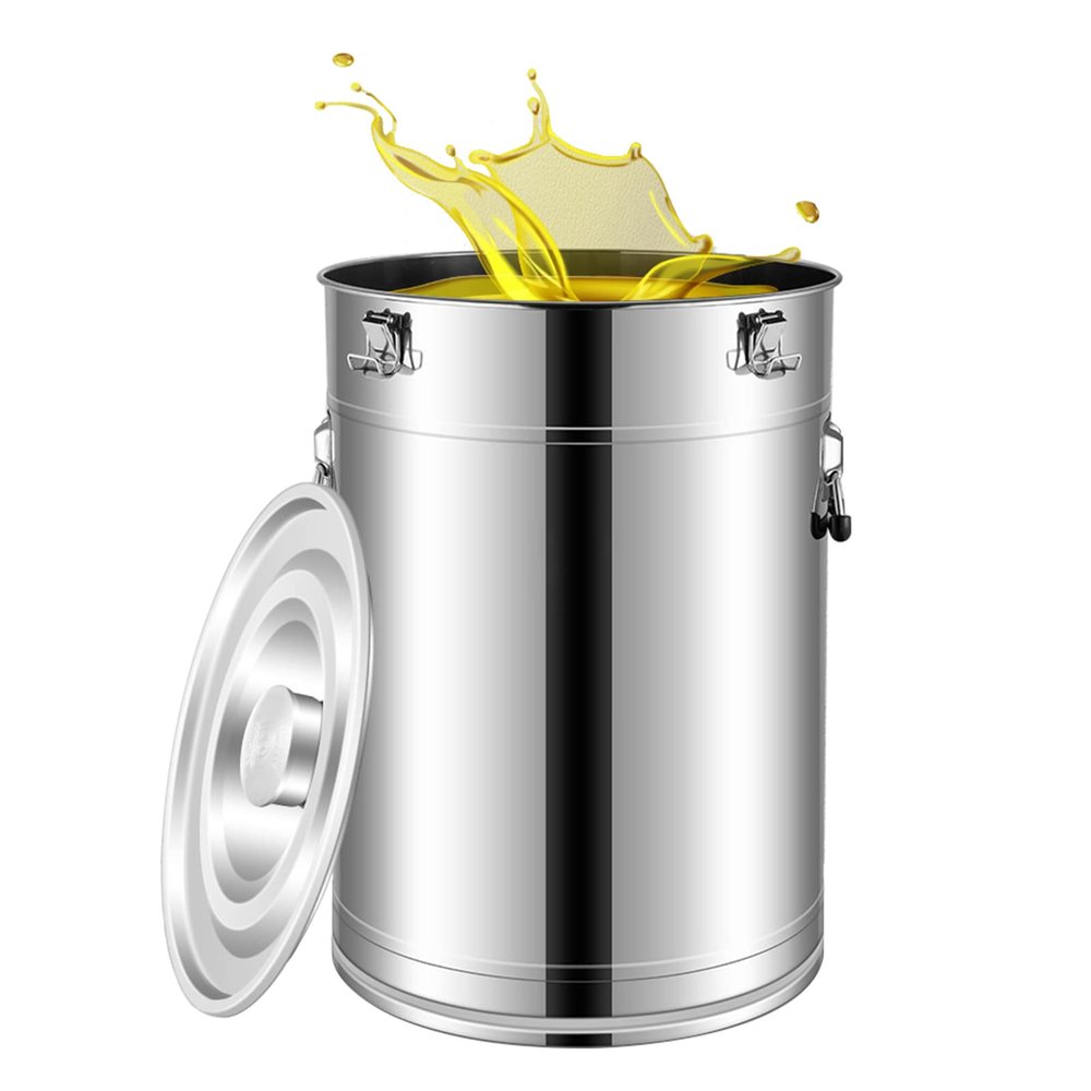 AIZYR Milk Can for Liquid and Solid Storage/Transporting, 304 Stainless Steel Airtight Storage Canister with Silicone Seal Dent & Carry Handle,175L