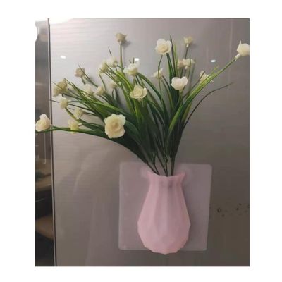 2 Pieces Magic Silicone Vase for Window, Wall Vase Grass Stick On The Wall Wall Hanging Vase Flowerpot Suspension Wall Hanging Reusable Apply to Dinning Room Office Bedroom (Color : Pink)