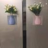 2 Pieces Magic Silicone Vase for Window, Wall Vase Grass Stick On The Wall Wall Hanging Vase Flowerpot Suspension Wall Hanging Reusable Apply to Dinning Room Office Bedroom (Color : Pink) view 4