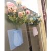 2 Pieces Magic Silicone Vase for Window, Wall Vase Grass Stick On The Wall Wall Hanging Vase Flowerpot Suspension Wall Hanging Reusable Apply to Dinning Room Office Bedroom (Color : White) view 4