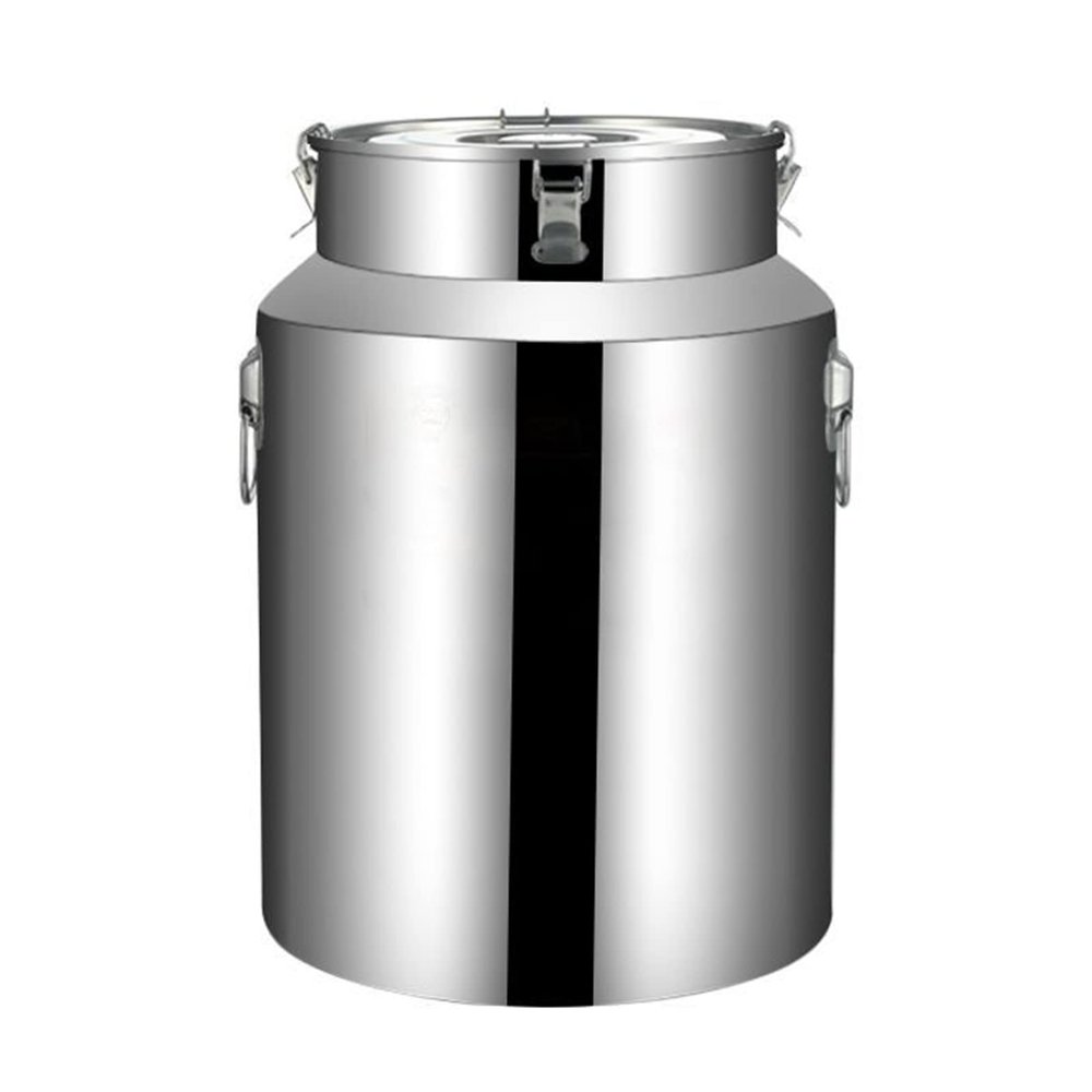 AIZYR Heavy Duty Stainless Steel Milk Can - Milk Sealed Buckets Ice Milk Buckets Liquid Storage Container with Sealed Lid & Handle,100L