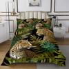 3D Cheetah Quilted King Size,Leopard Print Bedspread Tropical Palm Leaves Coverlet Set Big Cat Wildlife Botanical Bedspread Quilt Set Wild Animal Room Decor,Green view 2