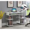 Pemberly Row Contemporary Wood Student Desk with Charging Station in White view 3