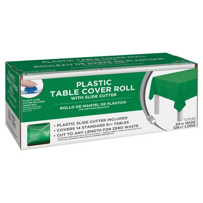 Festive Green Boxed Plastic Table Roll - 54" x 126' (1 Pc.) - Vibrant & High-Quality Event Essential, Perfect for Parties, Weddings, & Special Occasions