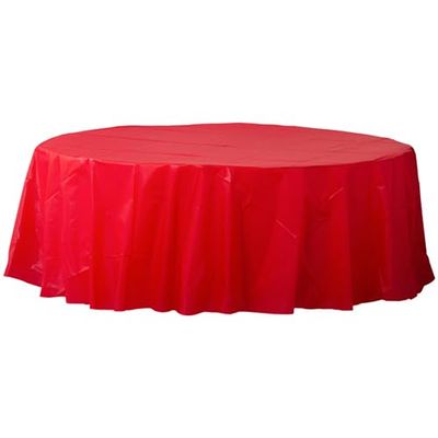 Amscan 84" Apple Red Plastic Round Tablecover