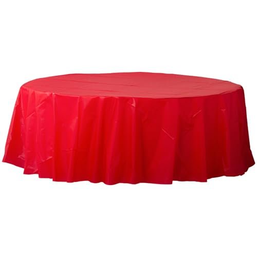 Amscan 84" Apple Red Plastic Round Tablecover