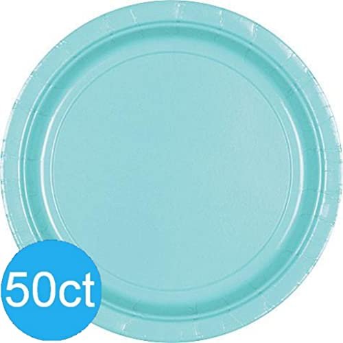 Round Paper Plates - 10" (50 Pieces) - Perfect for Parties, Picnics, & Everyday Meals, Robin's-Egg Blue