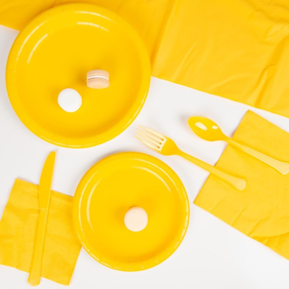 Assorted Yellow Sunshine Tableware Party Kit for 20 Guests - 1 Set - Durable & Stylish Party Supplies, Perfect for Celebrations & Events