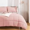 Wega Linen Comforter Set King (106'' x 90'') Reversible Bed Comforter Set 5 Pieces (1 Comforter + 4 Pillow Shams) Pink/Grey view 1