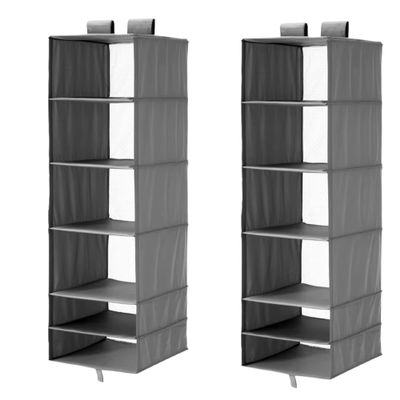 HomeLoft Basics Set of 2 SKUBB Organizer with 6 Compartments Dark Gray 14x17x49