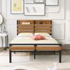 Actual Full Size Metal & Wood Bed Frame,Platform Bed with Headboard and Footboard, Strong Steel Slats Support,Extra Storage Space,for Various Bedroom Styles,No Box Spring Needed (Black) view 3