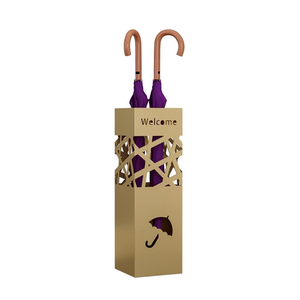 Umbrella Stand Rack Golden Metal Umbrella Stand, Modern Creative Umbrella Bucket, Rust- Proof and Durable for Storage of Umbrellas and Canes in The Entrance Corridor, 15x15x50cm